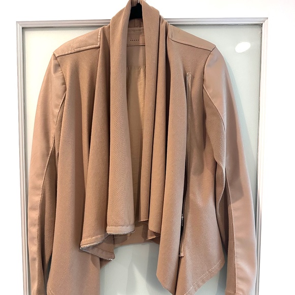 NWOT Blank NYC Private Practice Mixed Media Jacket in Tan Size S - Picture 2 of 8